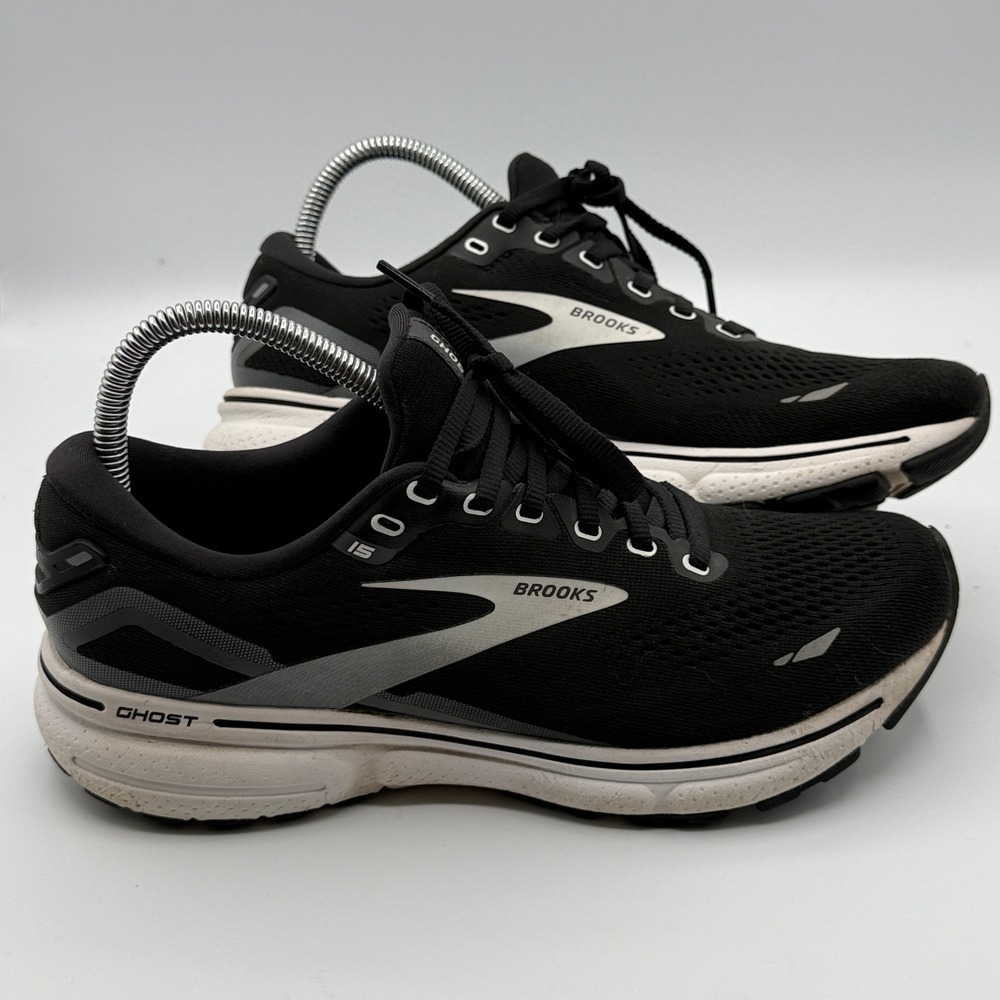 Brooks Ghost 15 Running Shoes Womens 9.5 Black White Road Trainers Gorpcore Gym